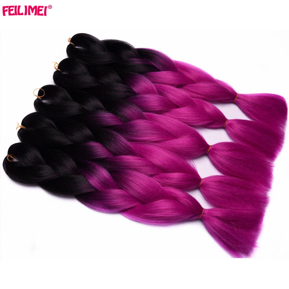 Feilimei  극̵  ͽټ 24 (60cm) 100 ׶/ ռ 2/3  Ombre Crochet Braids Hair Bulk bundle